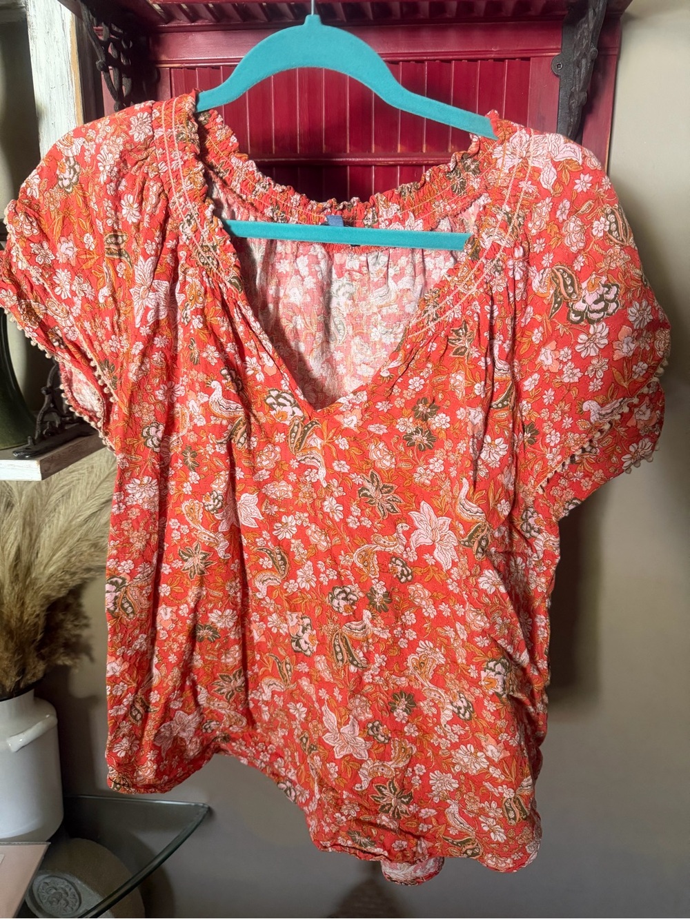 Women's Floral Peasant Top - Democracy